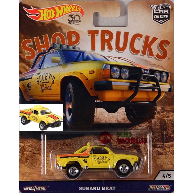 Xe mô hình Hot Wheels Car Culture Shop Trucks Series 2018 Subaru Brat FLC23, bánh cao su.