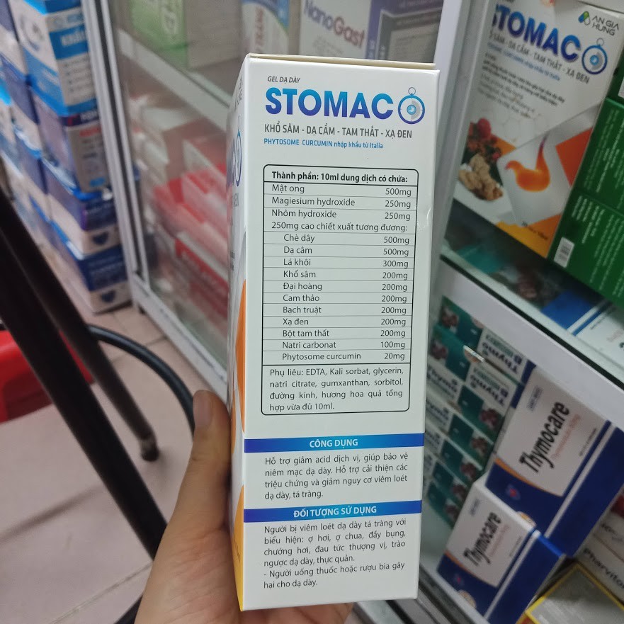 Gel dạ dày STOMACO Phytosome Curcumin ( khổ sâm, dạ cẩm, tam thất, xạ đen) hộp 20 gói