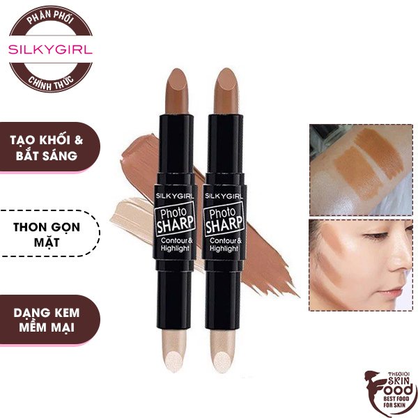 Thỏi Tạo Khối Và Highlight Đa Năng Silkygirl Photo Sharp Contour &amp; Highlight 8g