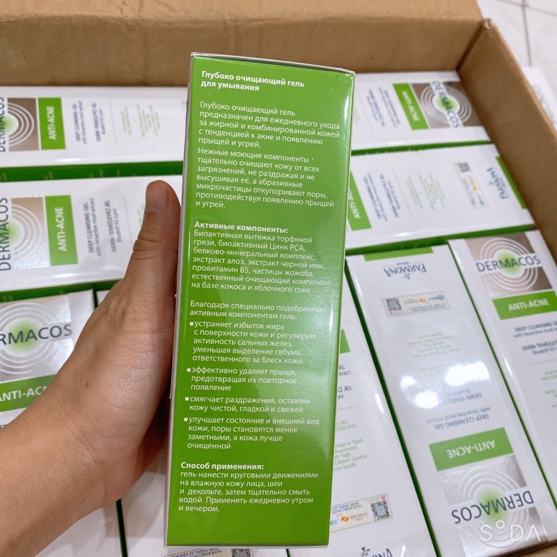 Gel rửa sạch sâu ngừa mụn Dermacos date 12/2023