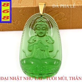 [Tuổi Mùi, Thân] Mặt Dây Chuyền Phật Đại Nhật Như Lai Pha Lê Xanh Lá 5cm - Mặt Size Lớn - Tặng Kèm Móc Inox