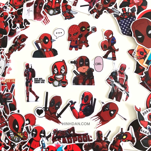 Sticker DEADPOOL Chống Nước Hình Dán Decal dán Trang Trí vali, xe, laptop, nón bảo hiểm, đàn guitar