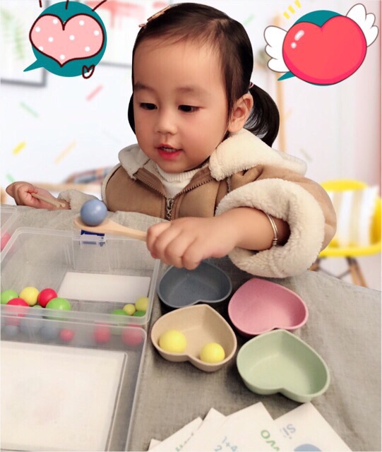 Đồ Chơi Gỗ ♥️ Bộ Gắp Hạt Đếm Số MONTESSORI ( Hàng Loại 1)