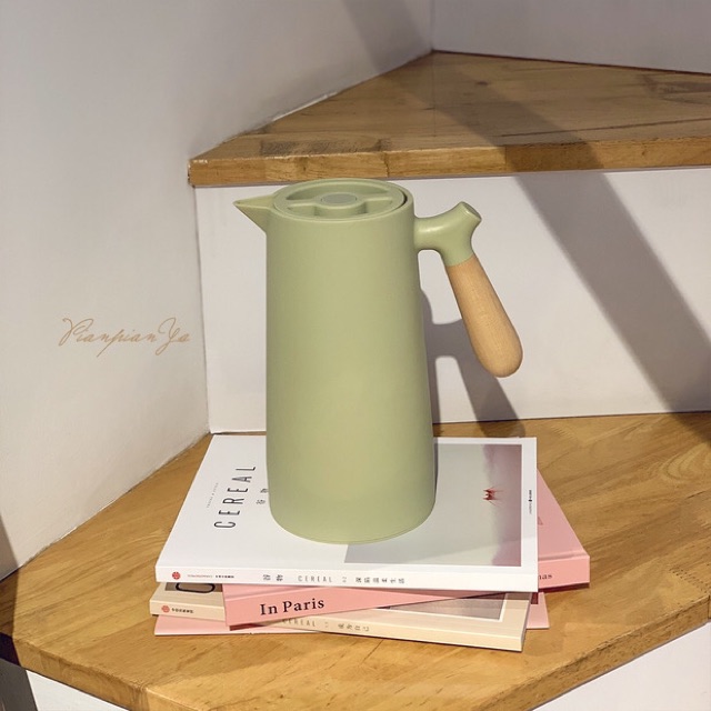 Bình nước cách nhiệt tay gỗ phong cách Nhật Bản - Décor nhà Sò