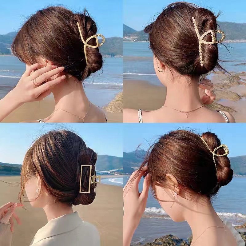 Kẹp Tóc Kim Loại Cỡ Lớn Phong Cách Hàn Quốc Cho Nữ