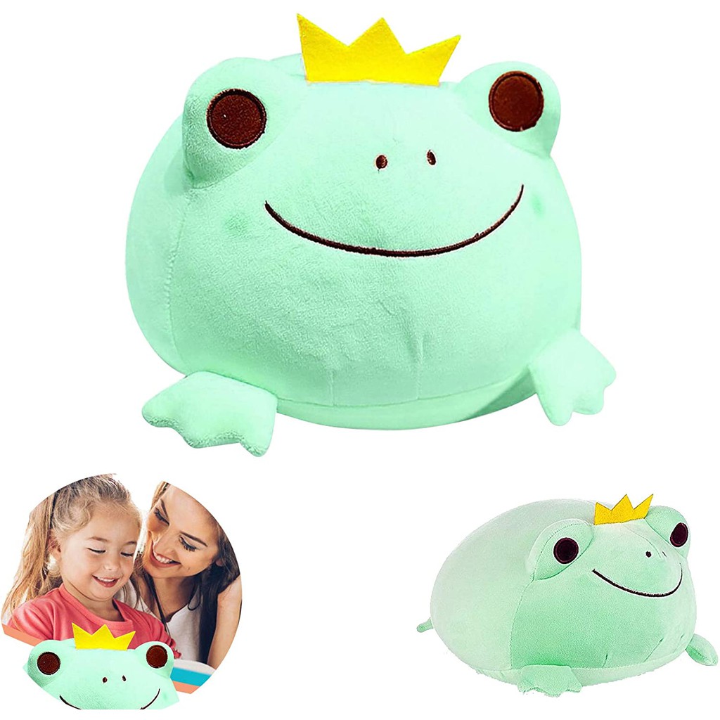 AIXINI 35/42cm Super Soft Squishmallow Frog Plush, Cute Frog Stuffed Animal with Smile Face, Squishy Frog Plush Pillow, Adorable Plush Frog Toy Gift for Kids Children Girls Boys, Unique Crown Frog Decoration