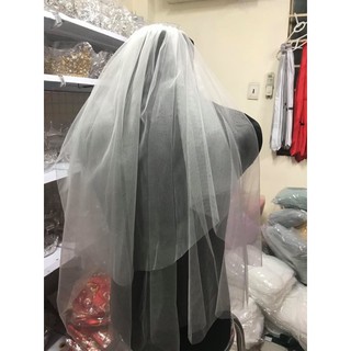 Khăn voan cô dâu trơn dài 90cm ngang lưngPKTCDMN