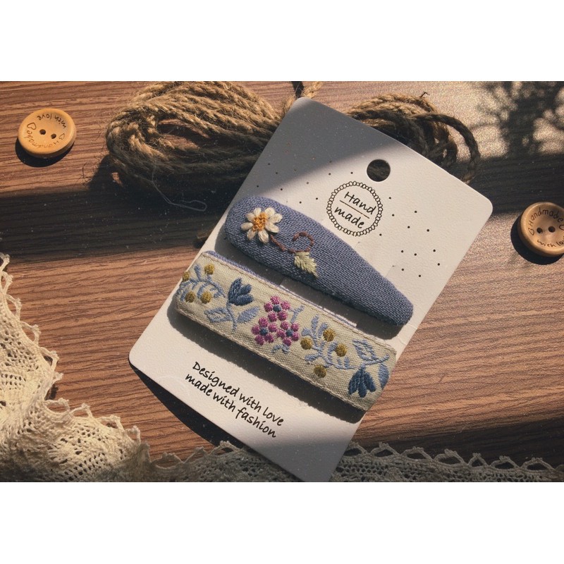 Set kẹp thêu tay hoa cúc xinh xắn