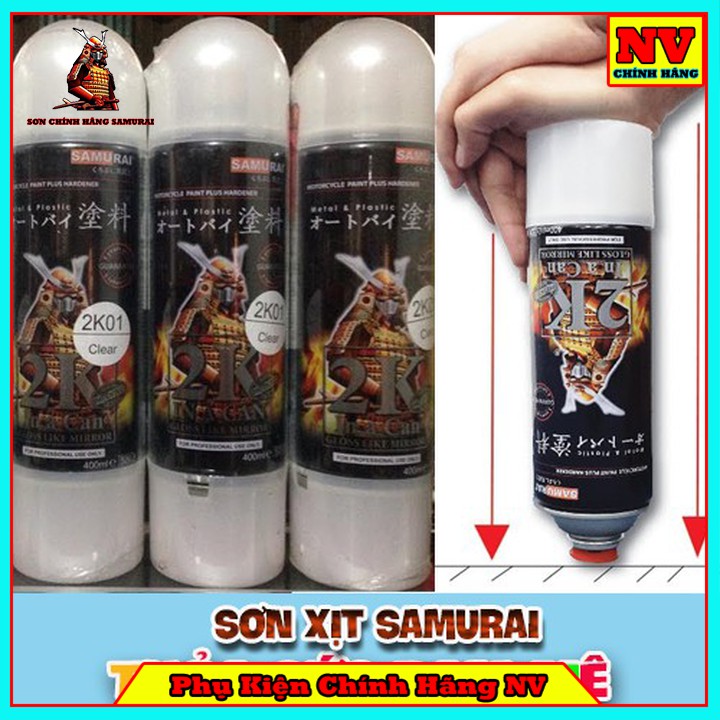 Chai Sơn Phủ Bóng Samurai 2K01 - Sơn Chính Hãng - Sơn Phủ Bóng 2K Bám Dính Tốt Trên Mọi Bề Mặt