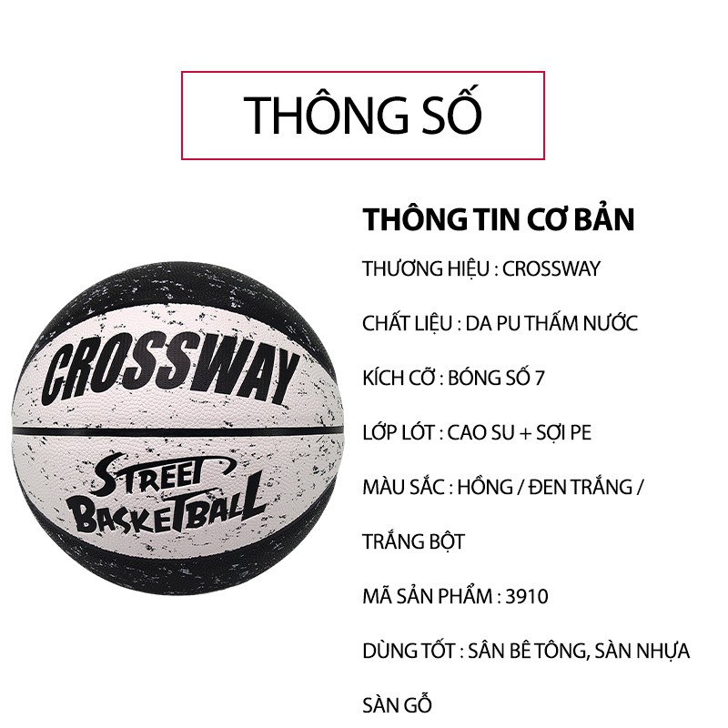 Bóng rổ da Crossway Streetball - Da êm mềm, bám dính chống mồ hôi, chống mòn, độ bền cao | Choibongro.vn