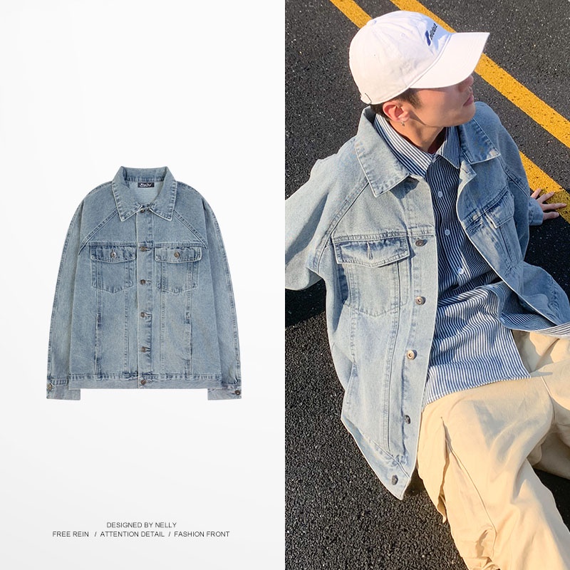 Áo khoác bò denim Nelly thu đông áo khoác jean basic