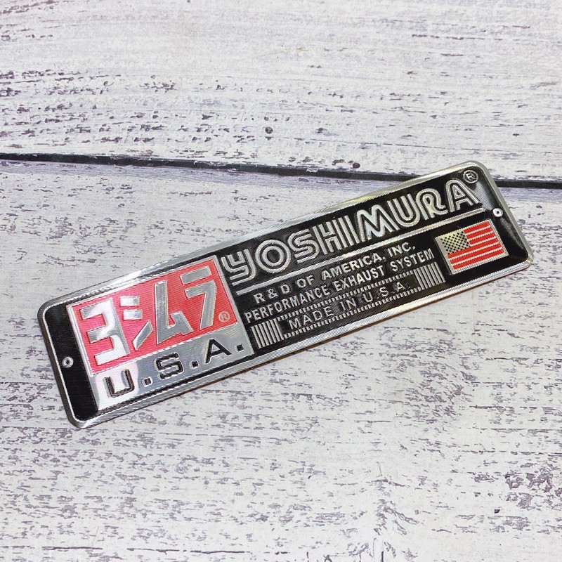 Decal tem nhôm dán pô xe chịu nhiệt siêu bền đẹp chữ Yoshimura 14x3.8cm