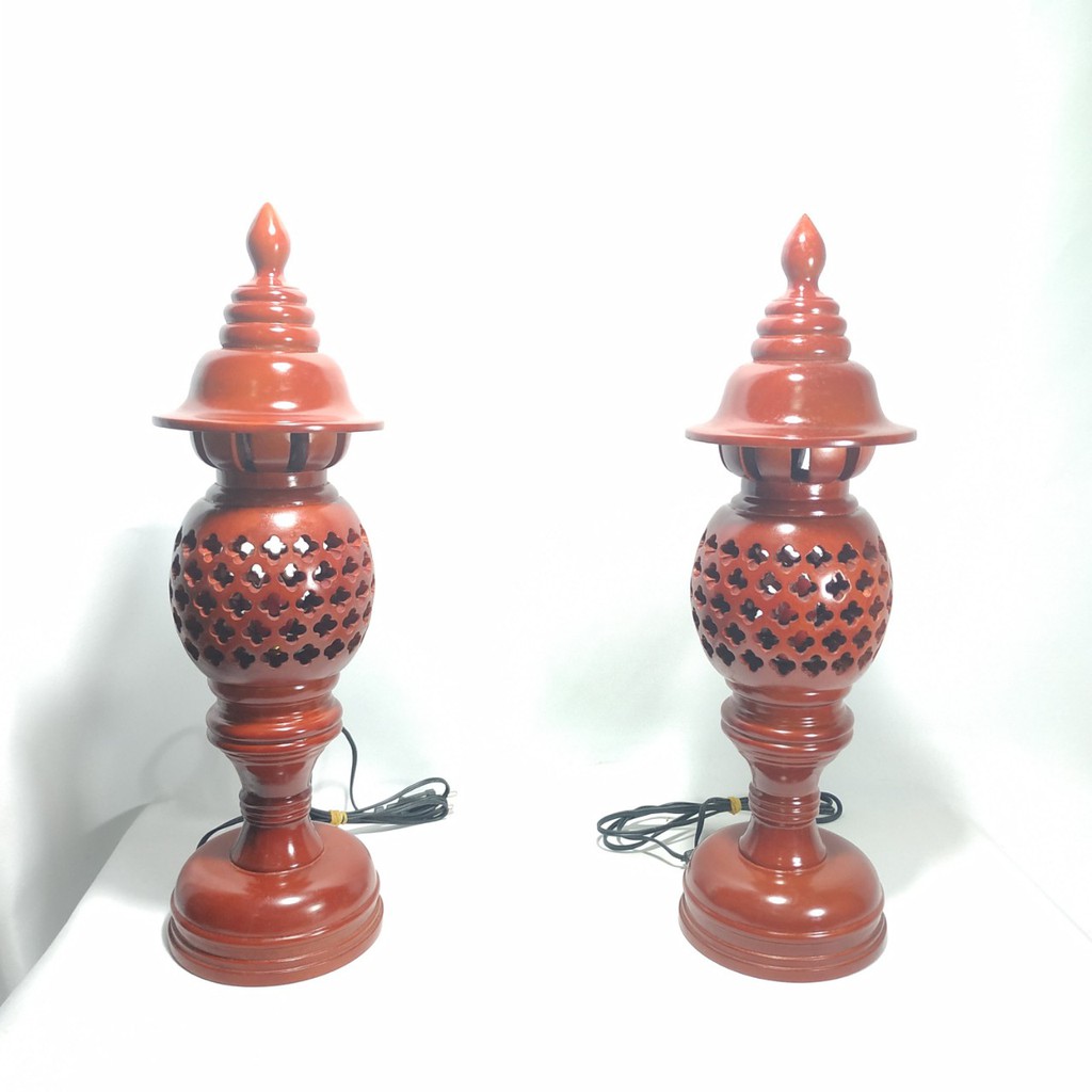 BỘ ĐÈN THỜ PHONG THỦY GỖ HƯƠNG CHUẨN 100% CAO 36CM | BigBuy360 - bigbuy360.vn