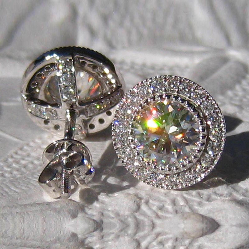 Khuyên Tai Tròn Đính Đá Zircon Lấp Lánh Thời Trang Mới Cho Nữ