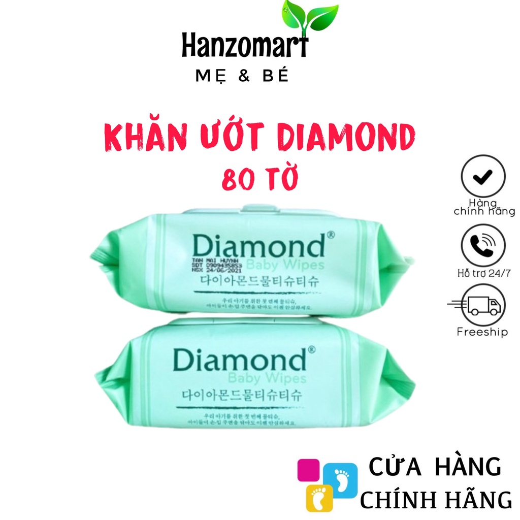 KHĂN ƯỚT DIAMOND BABY WIPES KHÔNG MÙI CHO BÉ