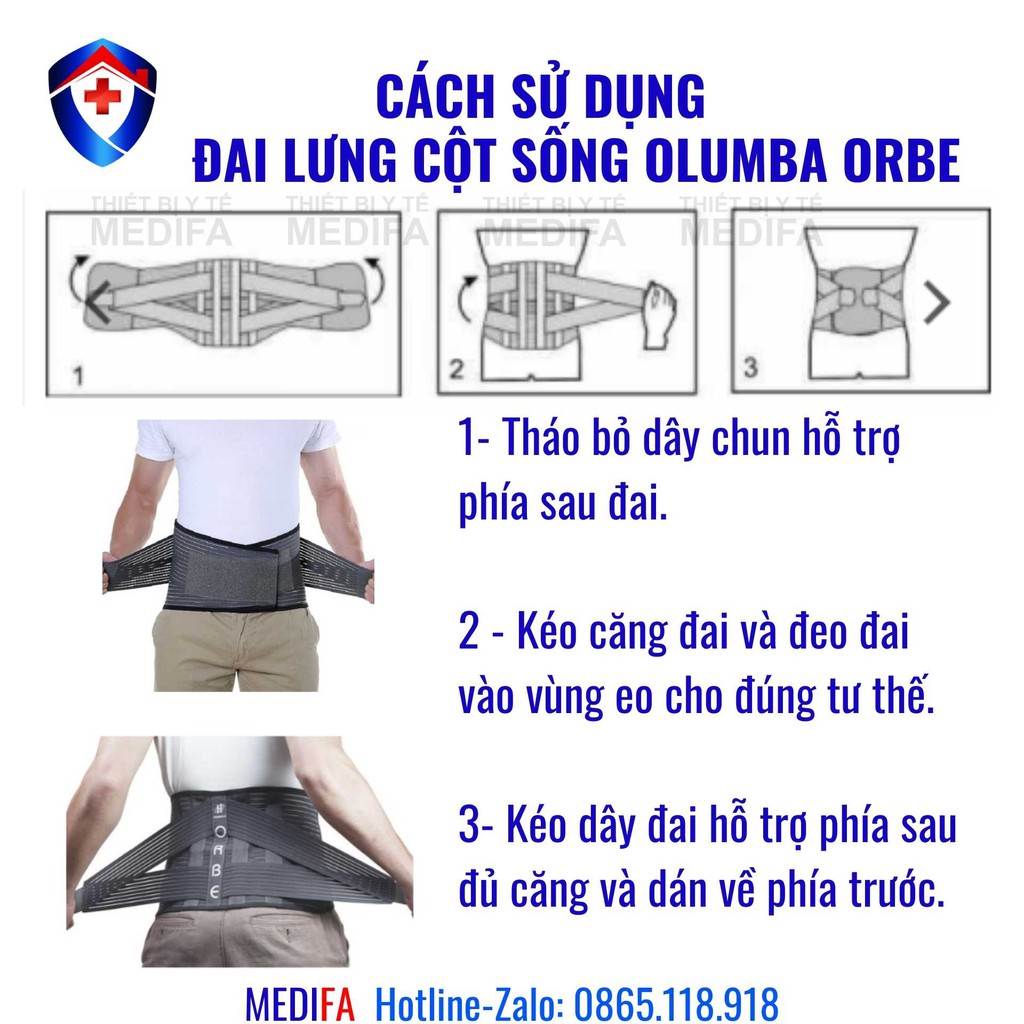 Đai bảo vệ cột sống thắt lưng cao cấp Olumba Orbe, hỗ trợ người thoát vị, thoái hóa, loãng xương, đau lưng