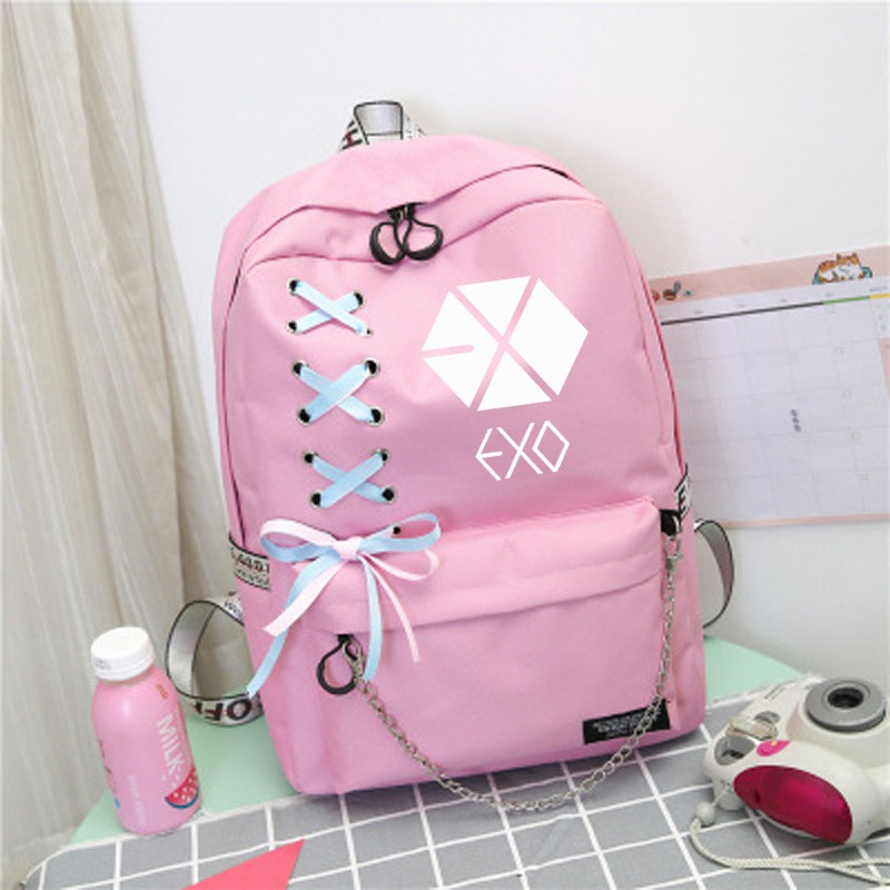 Bts Exo KPop Got7  monsta X  twice backpack  school bag woman Colored ribbon BaLôDuLịch Ba Lô Du Lịch Túi du lịch