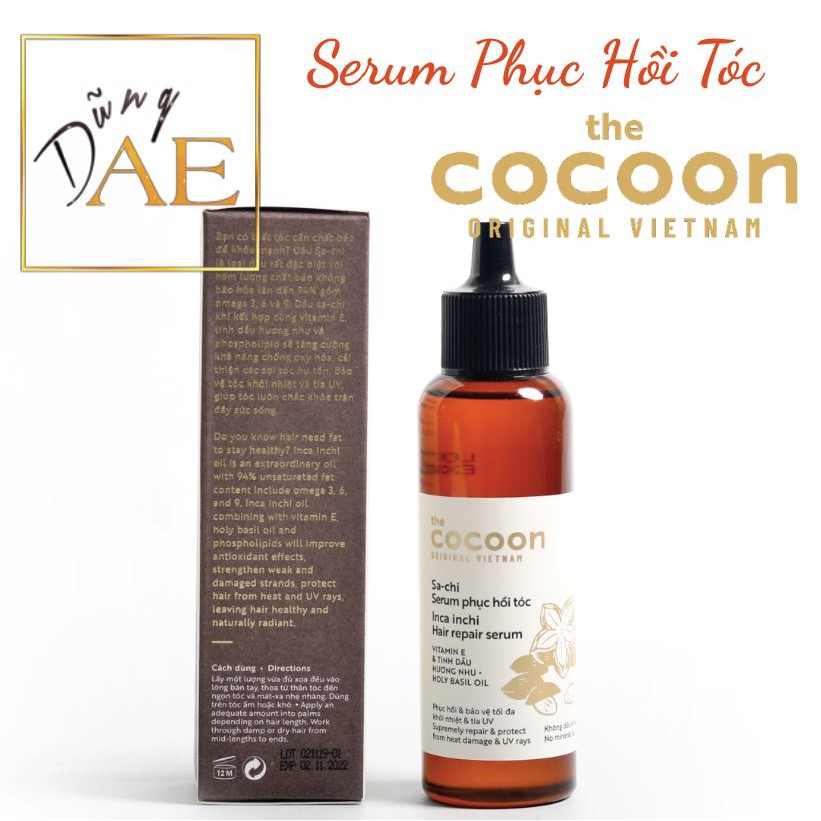 Serum Dưỡng Tóc Cocoon Sachi Phục Hồi Tóc Hư Tổn &amp; Bảo Vệ Tóc - COCOON Inca Inchi Hair Repair Serum 70mL