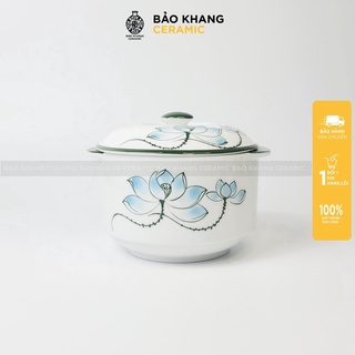 Thố chưng yến - bát chưng yến 600ml họa tiết vẽ tay thủ công men cao cấp Gốm Sứ Bát Tràng