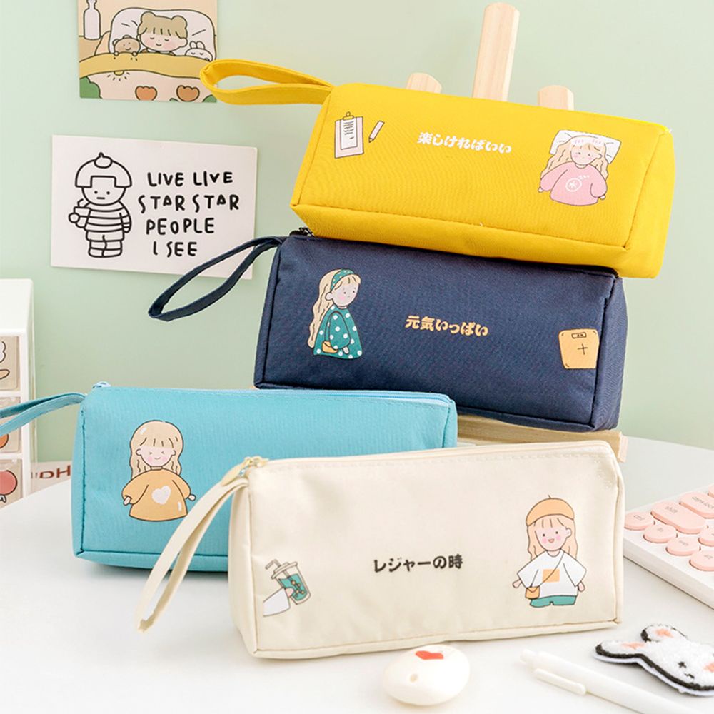 Túi đựng bút/ mỹ phẩm bằng vải oxford cỡ lớn chống thấm nước họa tiết hoạt hình dễ thương