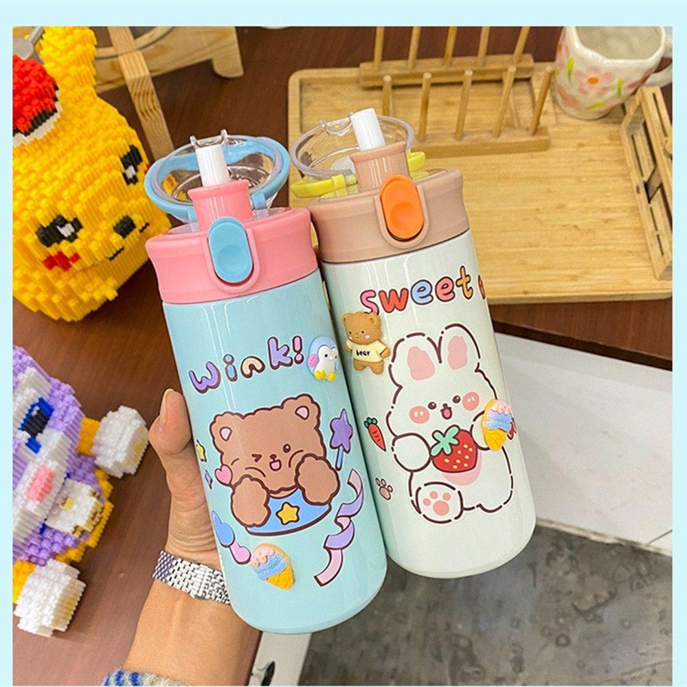 Bình Nước Giữ Nhiệt Chống Rò Rỉ Dung Tích Lớn 1 500ml In Họa Tiết Hoạt Hình