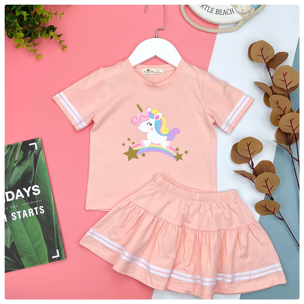 Bộ quần áo chân váy litibaby, áo hình pony. Mã BPCV01