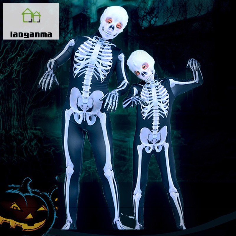 Bộ Đồ Hóa Trang Bộ Xương Người Kèm Mặt Nạ Hóa Trang Halloween