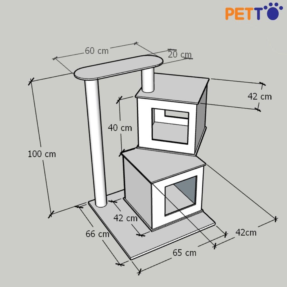 Nhà cây cho mèo BẰNG GỖ 2 TẦNG thiết kế độc đáo CT017