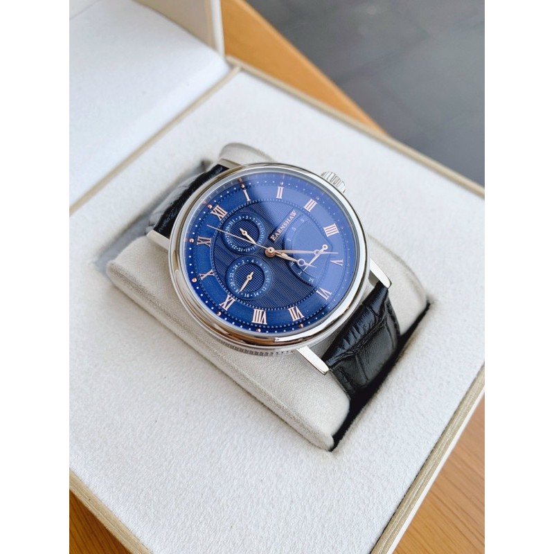 Đồng hồ nam  Thomas Earnshaw Men's ES Beaufort Blue Dial Leather Watch dây da đen chính hãng