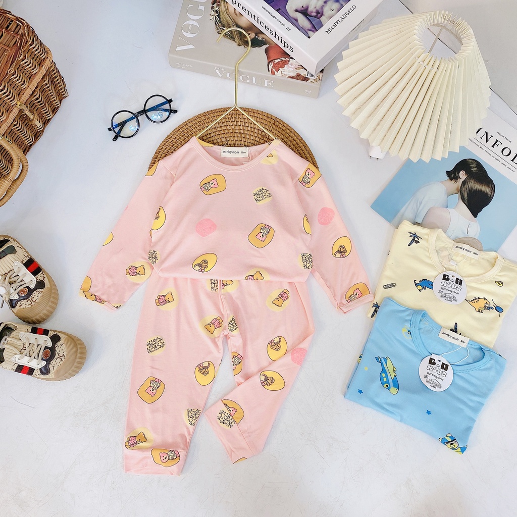 (MS22)Bộ dài tay thun lạnh Minky in hình toàn thân cho bé chất đẹp