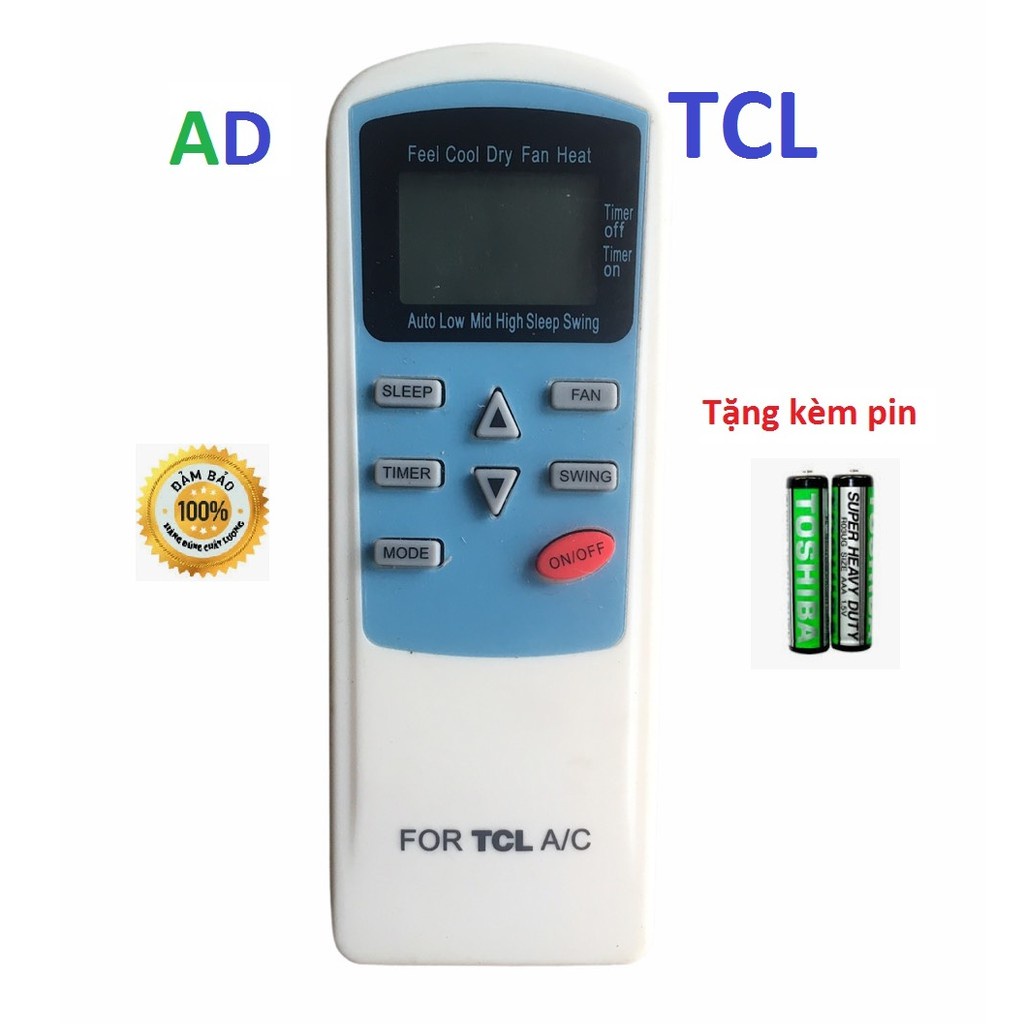 ĐIỀU KHIỂN ĐIỀU HÒA TCL TCL 9000BTU  MẶT XANH - TẶNG KÈM PIN - REMOTE ĐIỀU KHIỂN MÁY LẠNH TCL 1 NÚT ĐỎ