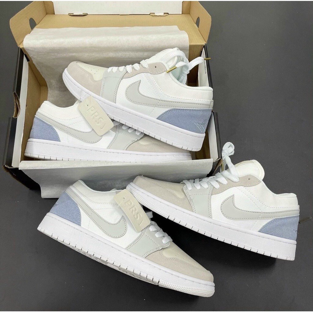 Giày Jordan Paris JD1 Cổ Thấp Gót Xanh, Giày Jodan Low 1 Thấp Cổ Nam Nữ Mới Nhất - Full Box Bill