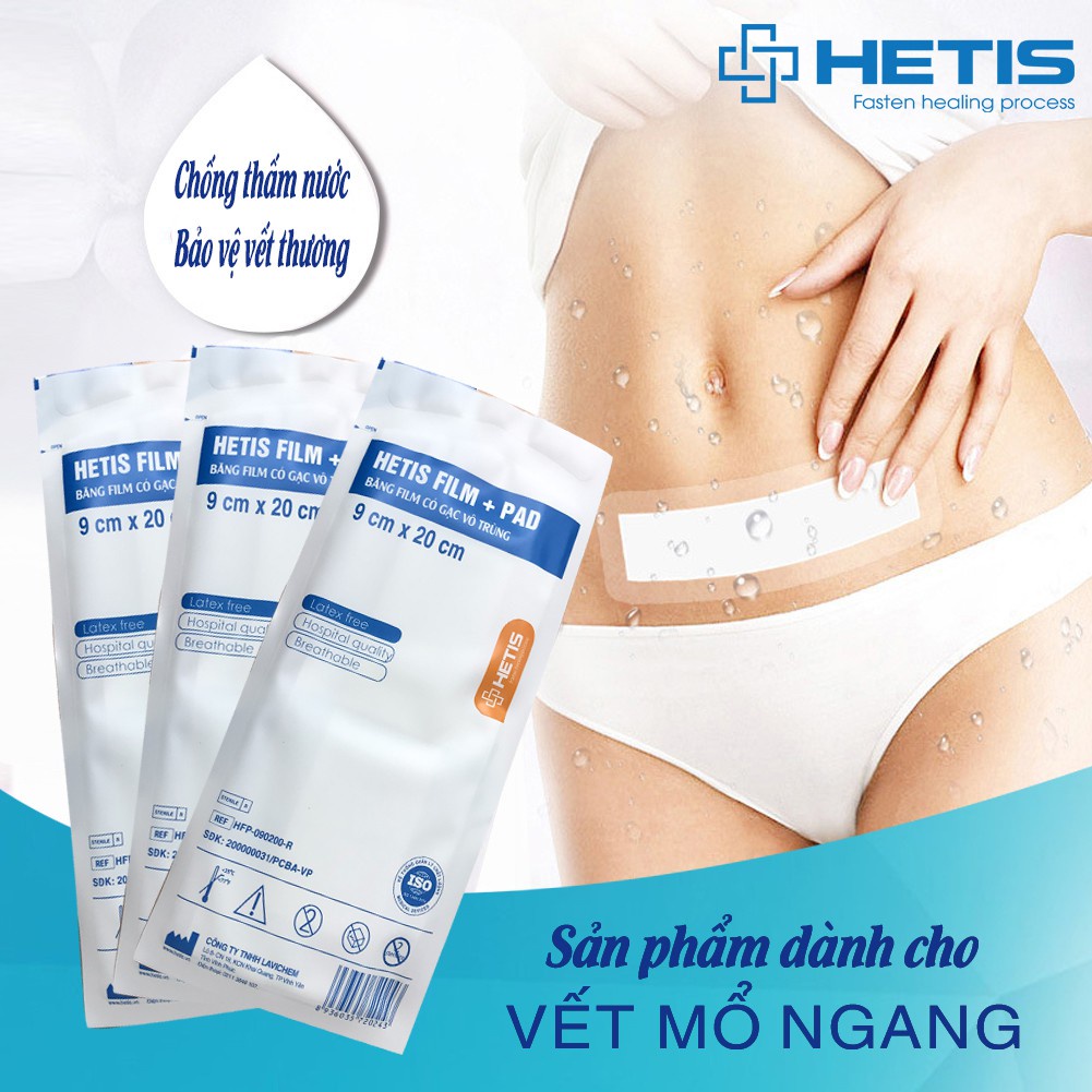 Set 5 miếng dán vết thương sau sinh, miếng dán tắm chống thấm nước sau sinh mổ HETIS HFP