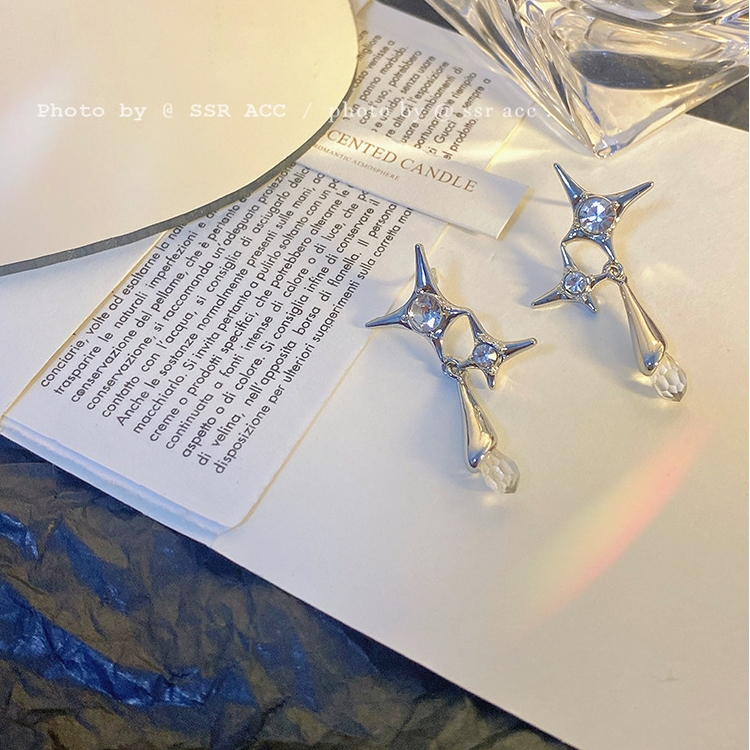 Bông Tai Ngôi Sao Đính Đá Lấp Lánh Phong Cách hip hop Hàn Quốc Cho Nam Và Nữ