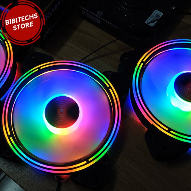 [Siêu đẹp] Quạt tản nhiệt coolmoon K2, fan case led rgb tự động chạy cắm trực tiếp, 12cm - BiBiTechs