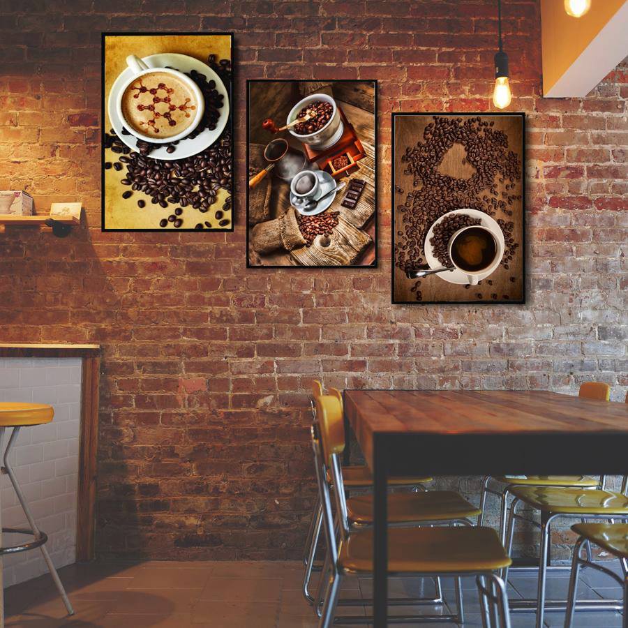 [ bán giá gôc] Combo 3 tranh canvas khung gỗ cao cấp - 30093 cafe 1 FreeShip#Giảm giá kịch sàn