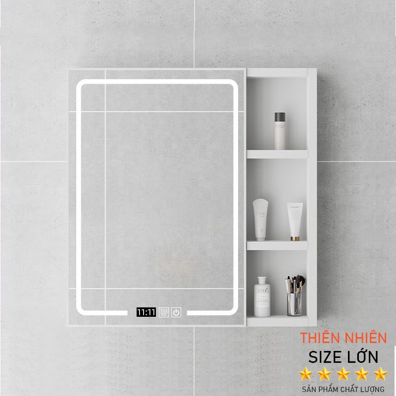 ❤Space tủ gương phòng tắm bằng nhôm treo tường nhà vệ sinh hộp gương thông minh gương phòng tắm với kệ màu nâu đỏ