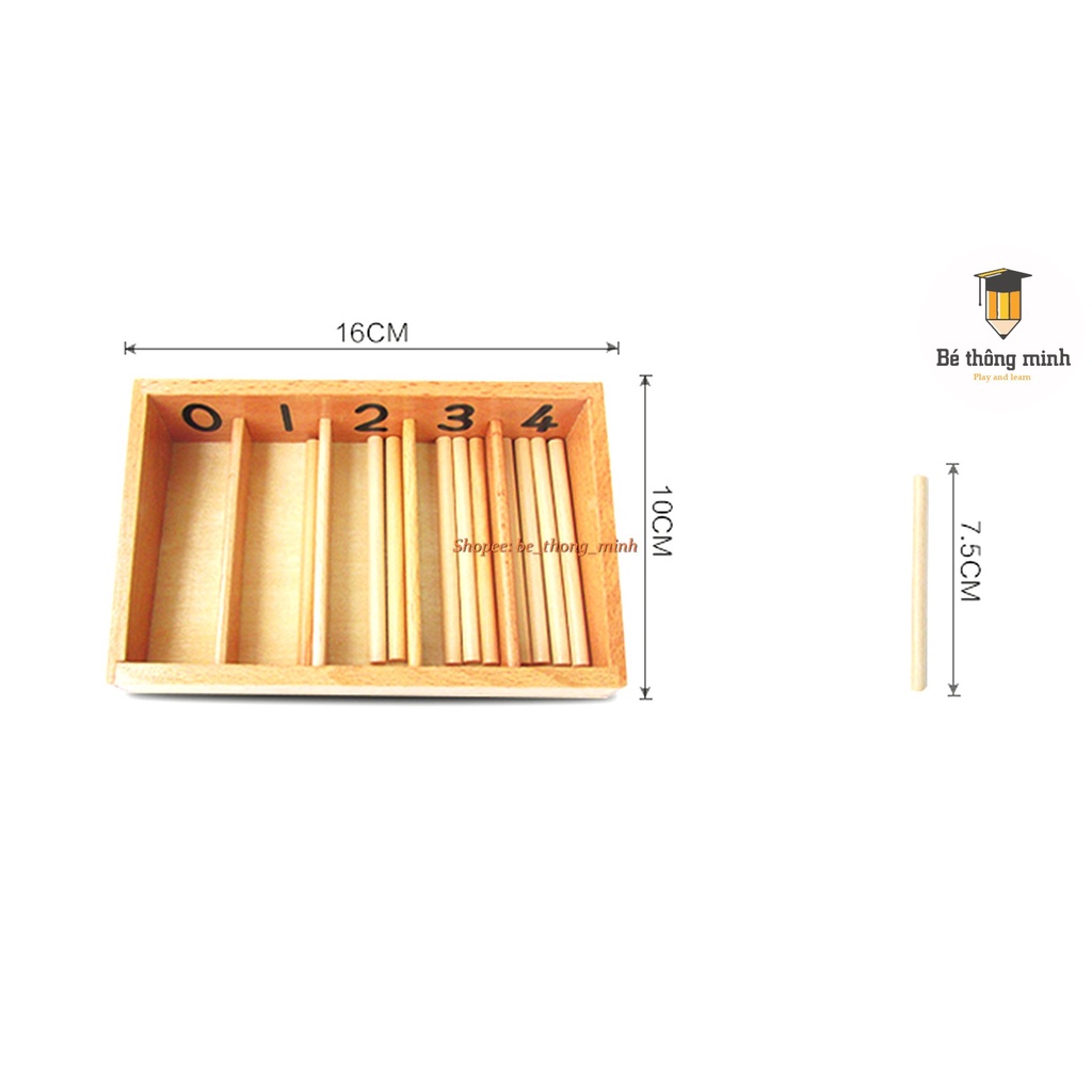 Hộp được đánh số với 45 que tính Montessori (Spindle Box With 45 Spindles)