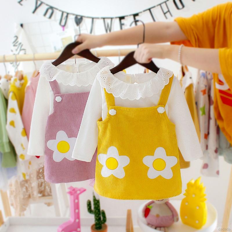 Set áo và đầm yếm in họa tiết đáng yêu dành cho bé gái