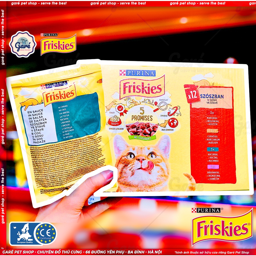 85gr - Pate Purina Friskies đủ hương vị Cá Gà Bò cho Mèo Pate thức ăn ướt cho Mèo thơm ngon
