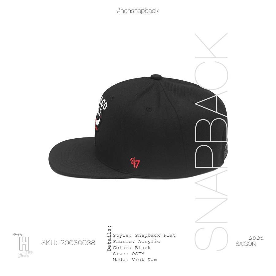 Mũ snapback thời trang nam màu đen cao cấp logo Bulls màu đen hàng chất lượng tiêu chuẩn xuất khẩu khóa gài bấm