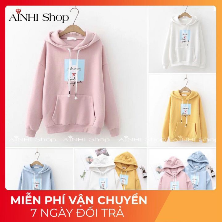 Áo Hoodie Nữ ❤️FREESHIP❤️ Áo Khoác Hoodie Vải Nỉ Nhiều Màu In Hình Mèo Cute - Áo Hoodie Free Size Dưới 60kg