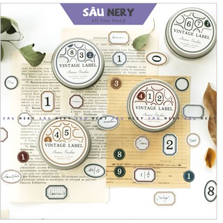 Sâu Nery - SN120 - Set 100 sticker Vintage Label kèm hộp thiếc xinh xắn