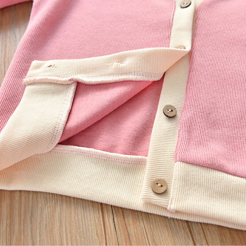 2-6 Years Children Girls Knitted Cardigan Coats Fashion V-Neck Buttons Autumn Spring Outwear Sweater