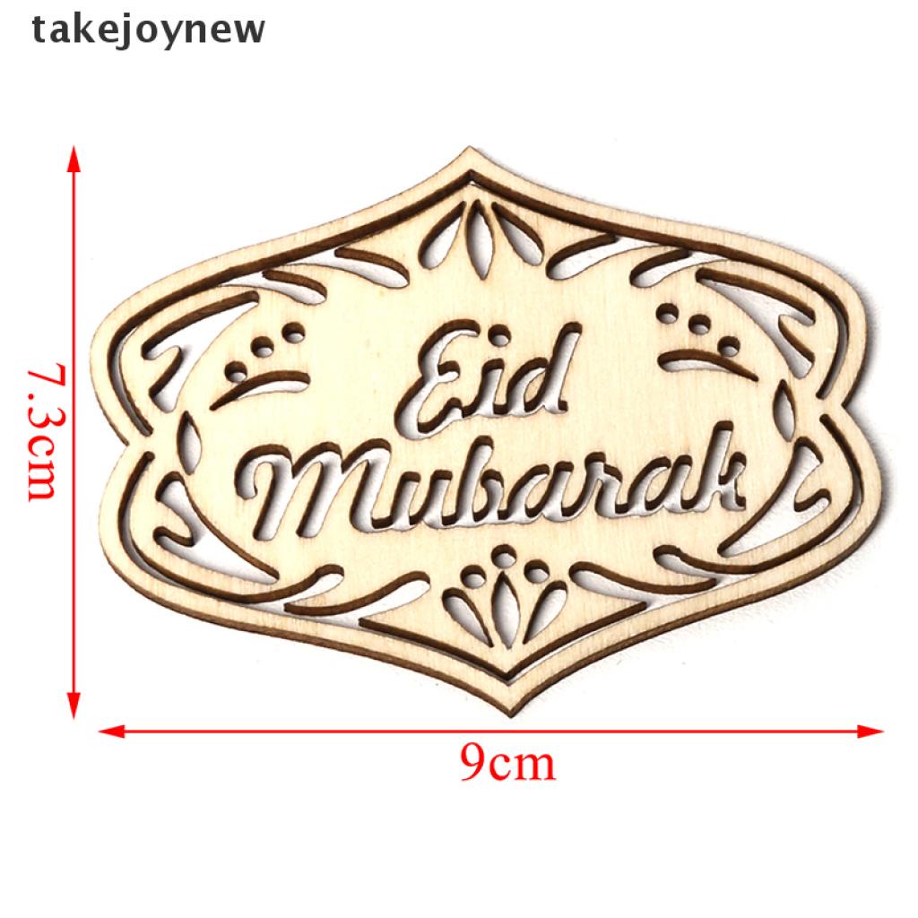 Set 10 Mặt Gỗ Khắc Chữ Eid Mubarak Dùng Trang Trí Diy