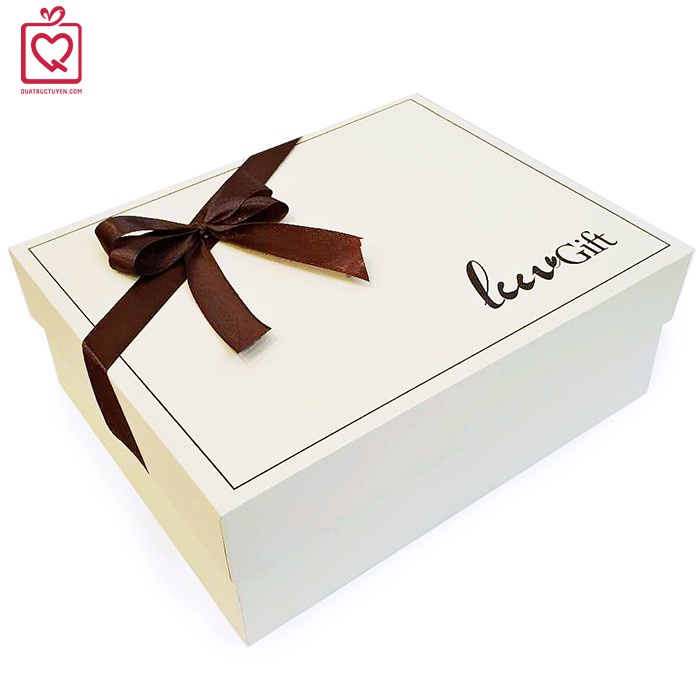 Hộp đựng quà thiết kế Luvgift dáng ngang kèm túi, rơm lót, hộp quà tặng sinh nhật giấy bìa cứng