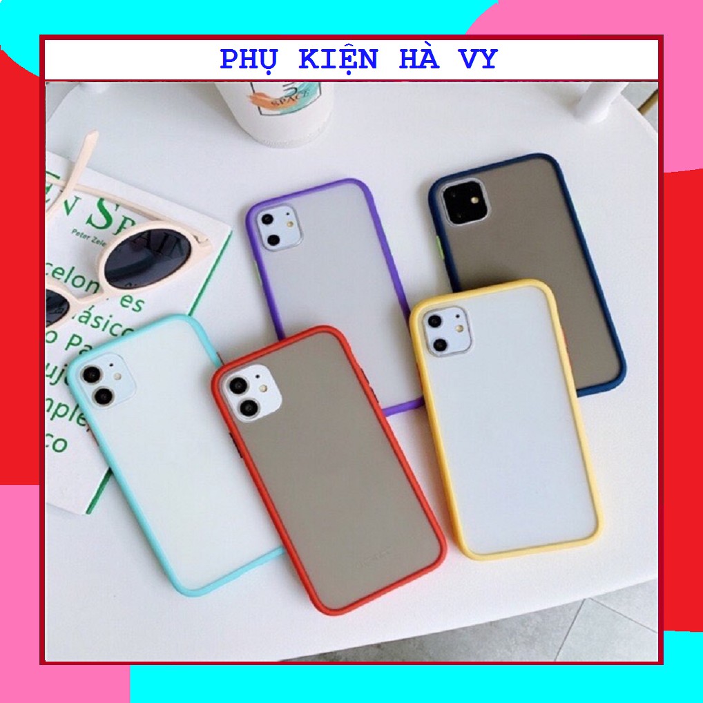 Ốp lưng 6/6 Plus 7/7 Plus/8 Plus/ X/ XS/ XS Max/ XR/ 11/ 11 Pro/11 ProMax chống sốc ốp nhám mờ viền màu