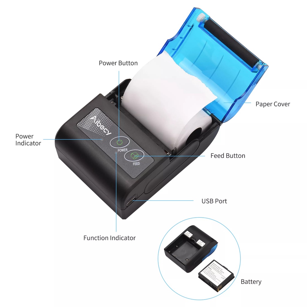 Máy in hóa đơn bluetooth Acebe MPT-II  in bill từ ứng dụng bán hàng Viettelpay pro, KiotViet..