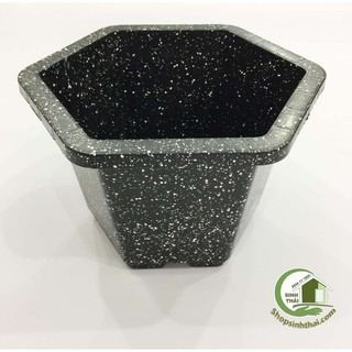 Lịch sử giá Chậu nhựa trồng cây giả đá màu đen hình lục giác ...