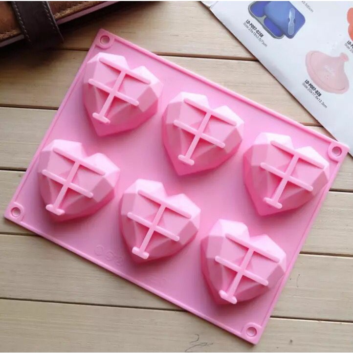 SG - Khuôn silicon đổ rau câu socola làm bánh hình trái tim kim cương 3d